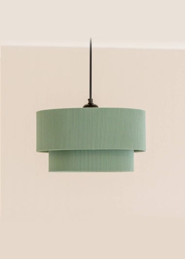 ValueLights Mason Moss Green 2 Tier Crinkle Easy Fit Ceiling Lampshade