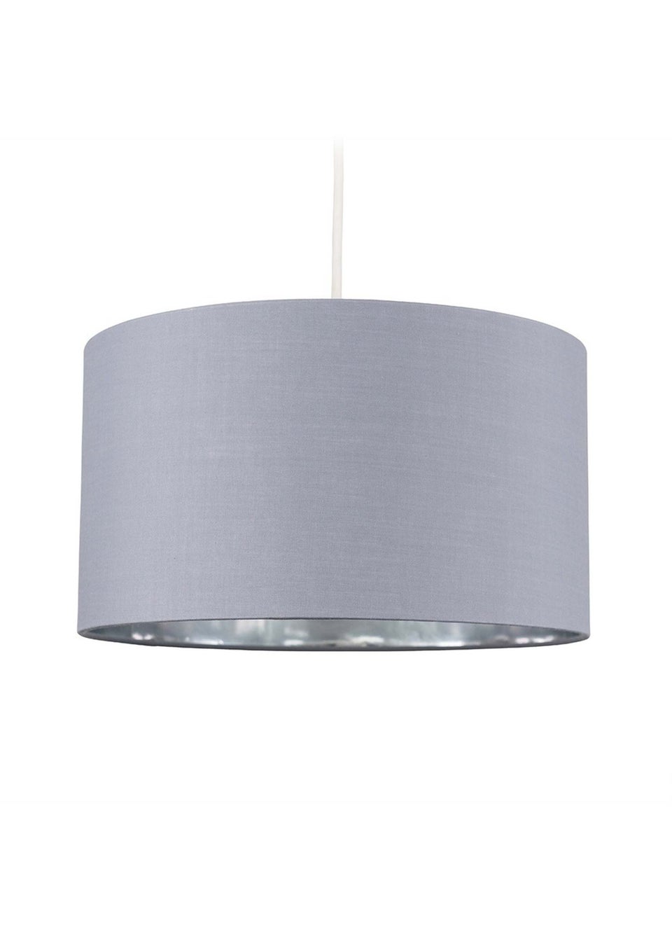 ValueLights Reni 35cm Easy Fit Lampshade Grey Fabric with Metallic Chrome Inner