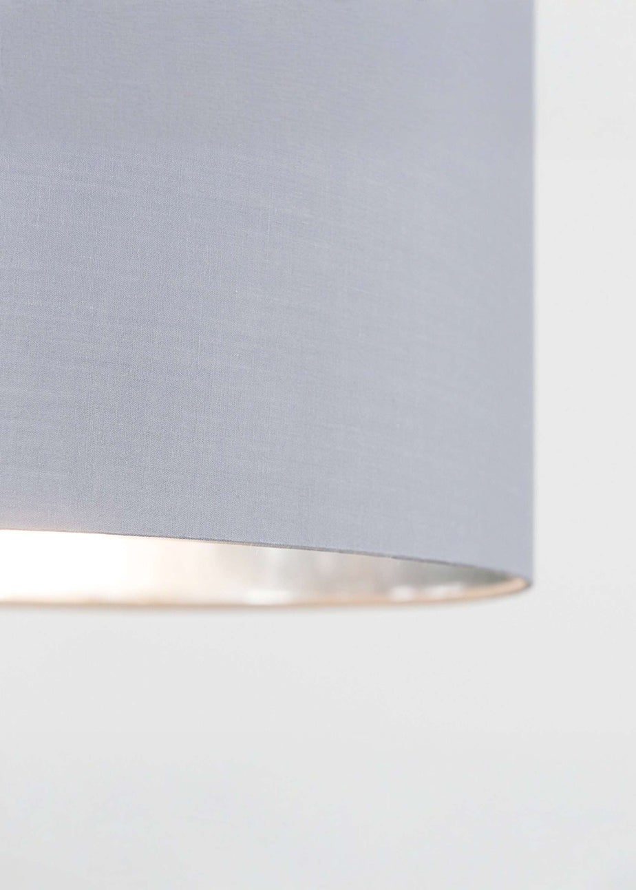 ValueLights Reni 35cm Easy Fit Lampshade Grey Fabric with Metallic Chrome Inner