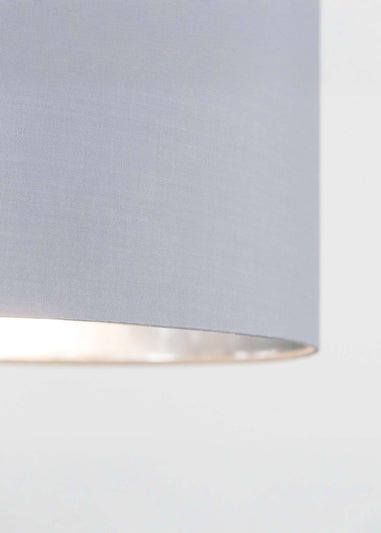 ValueLights Reni 35cm Easy Fit Lampshade Grey Fabric with Metallic Chrome Inner