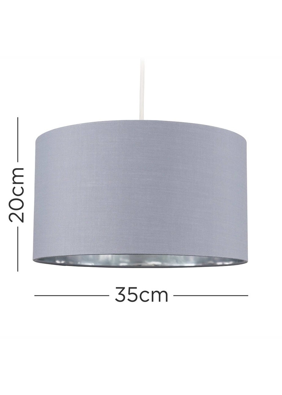 ValueLights Reni 35cm Easy Fit Lampshade Grey Fabric with Metallic Chrome Inner