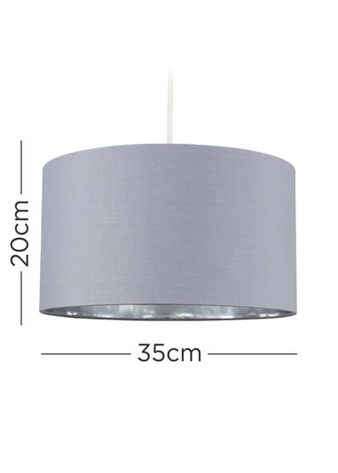 ValueLights Reni 35cm Easy Fit Lampshade Grey Fabric with Metallic Chrome Inner