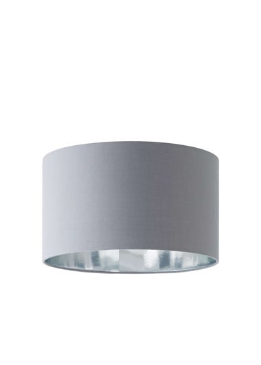 ValueLights Reni 35cm Easy Fit Lampshade Grey Fabric with Metallic Chrome Inner