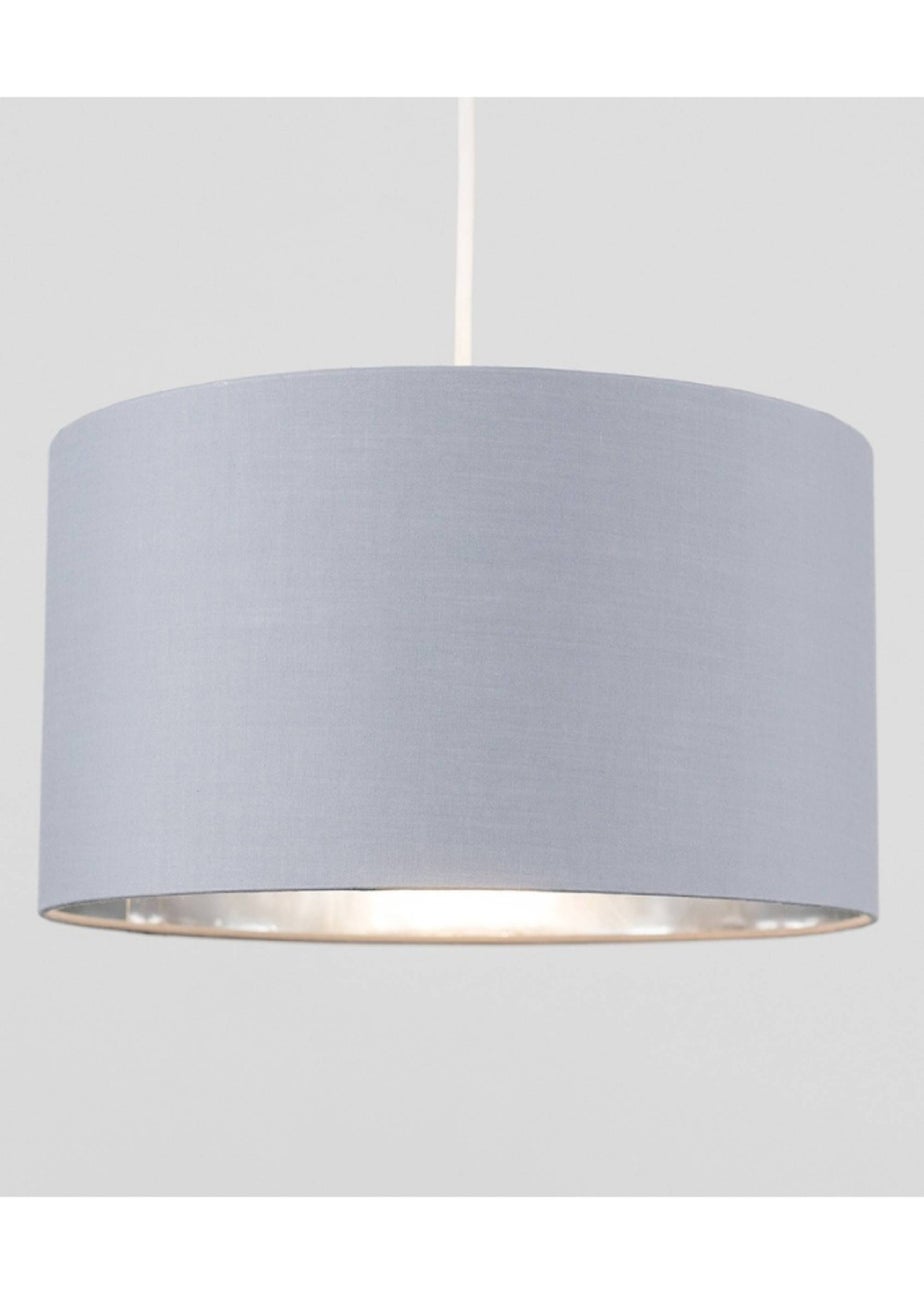 ValueLights Reni 35cm Easy Fit Lampshade Grey Fabric with Metallic Chrome Inner