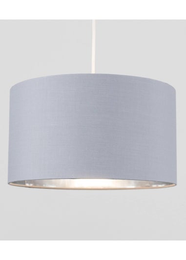 ValueLights Reni 35cm Easy Fit Lampshade Grey Fabric with Metallic Chrome Inner