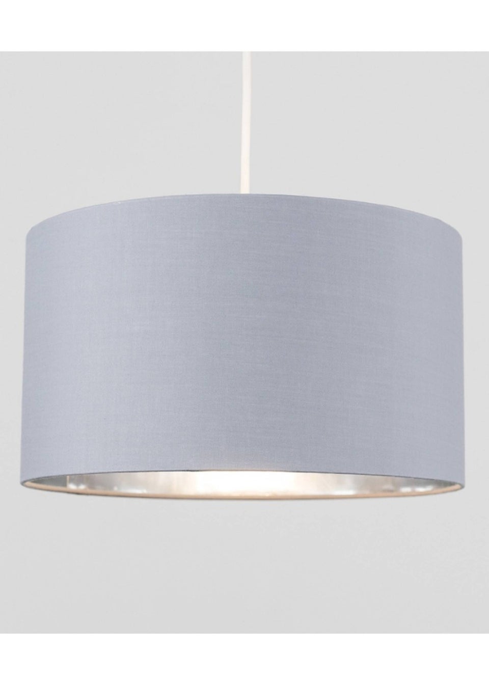 ValueLights Reni 35cm Easy Fit Lampshade Grey Fabric with Metallic Chrome Inner