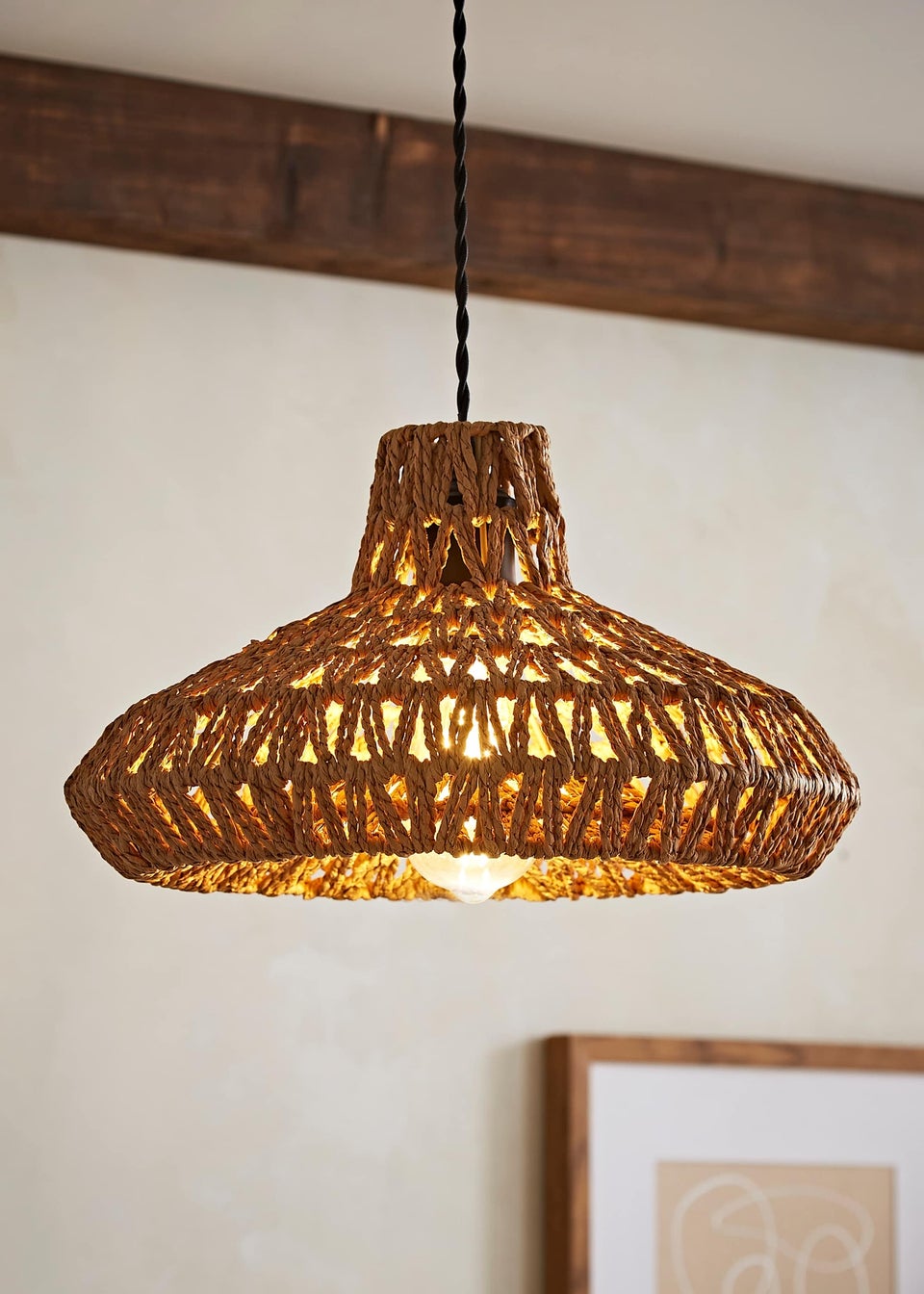 ValueLights Hamilton Natural Rope Easy Fit Ceiling Lampshade