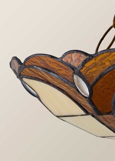 ValueLights Tiffany Amber Glass Uplighter Easy Fit Ceiling Lampshade