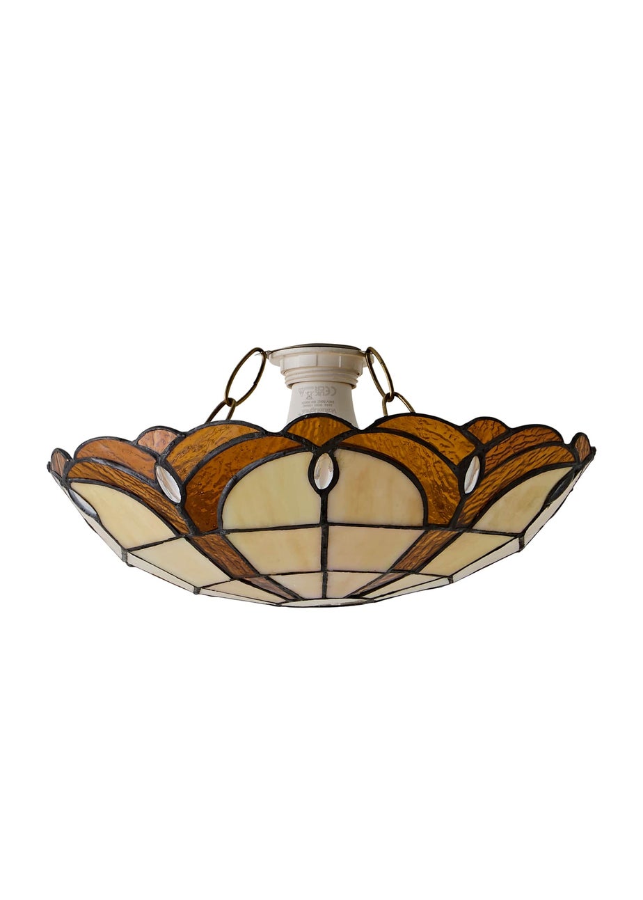 ValueLights Tiffany Amber Glass Uplighter Easy Fit Ceiling Lampshade