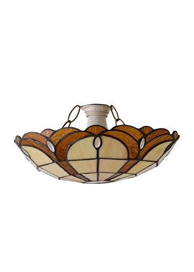 ValueLights Tiffany Amber Glass Uplighter Easy Fit Ceiling Lampshade