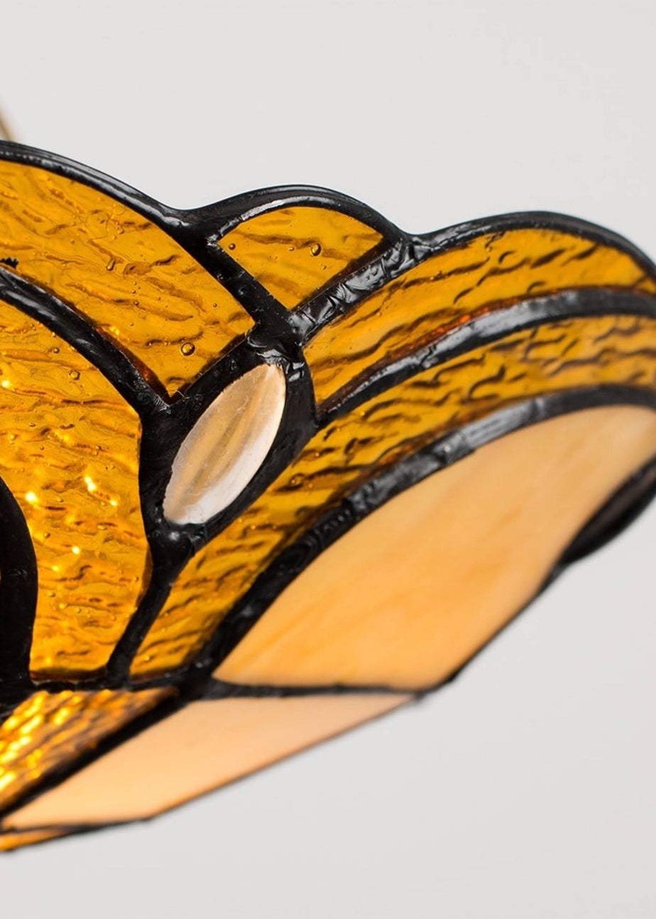 ValueLights Tiffany Amber Glass Uplighter Easy Fit Ceiling Lampshade