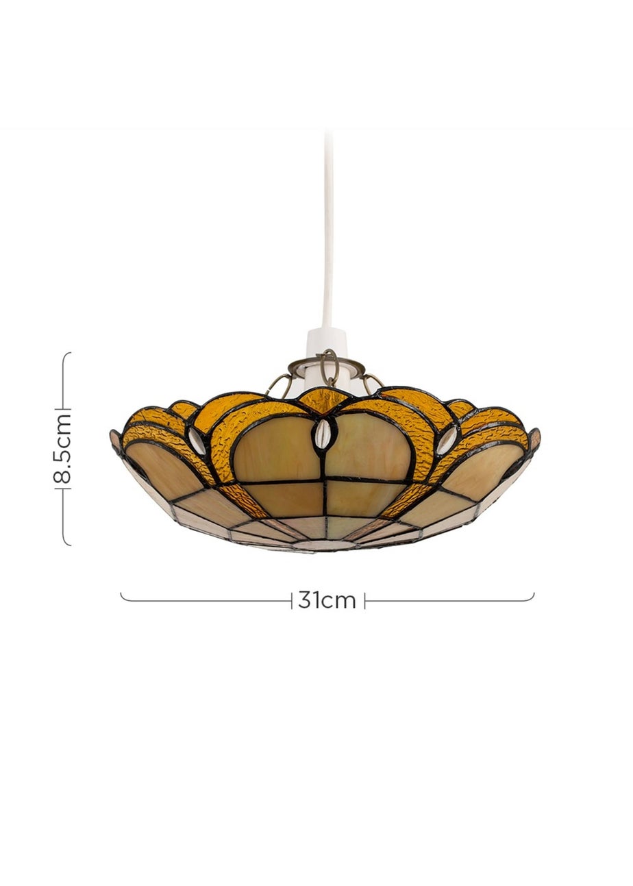 ValueLights Tiffany Amber Glass Uplighter Easy Fit Ceiling Lampshade