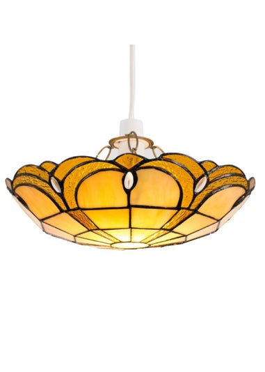 ValueLights Tiffany Amber Glass Uplighter Easy Fit Ceiling Lampshade