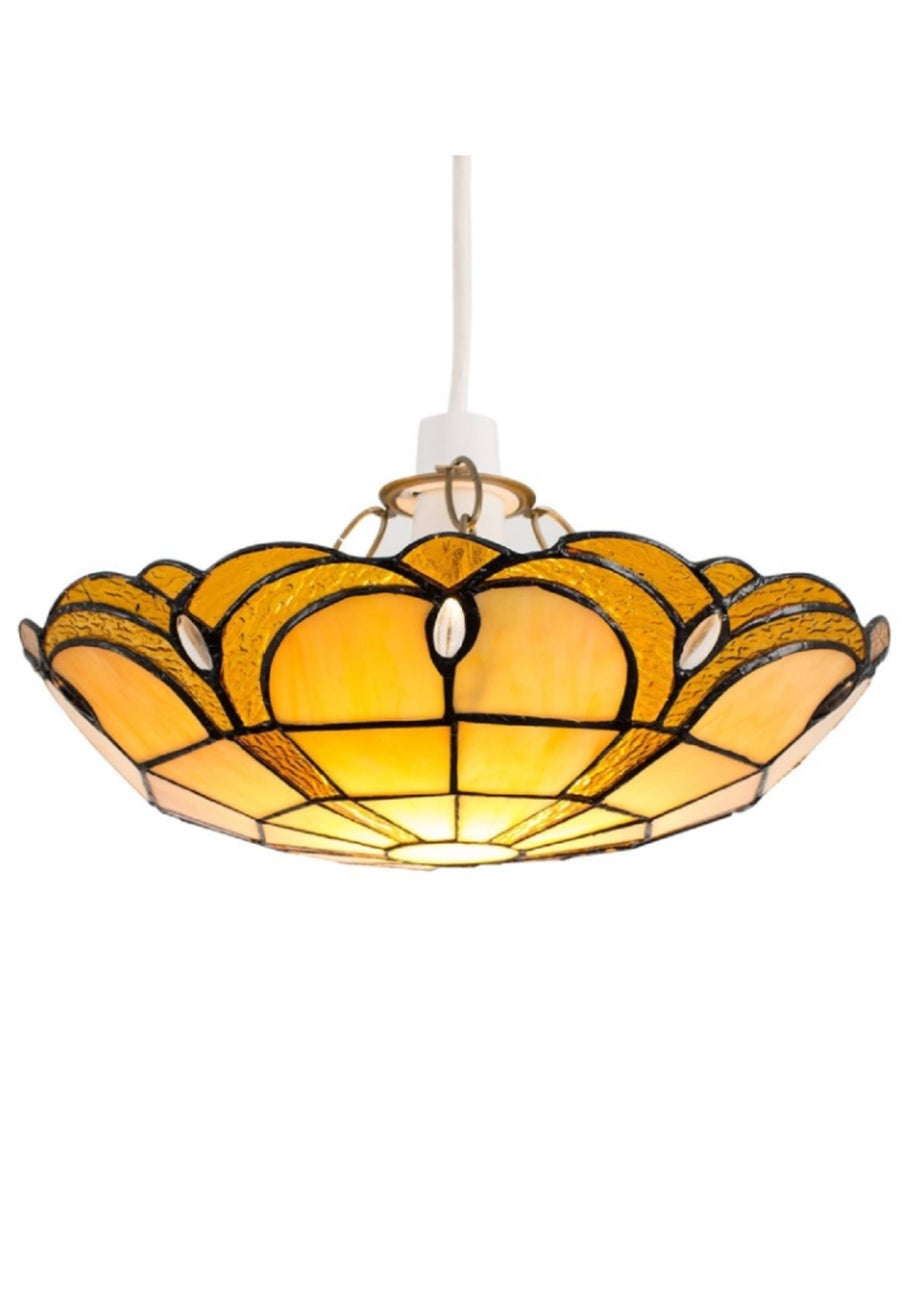 ValueLights Tiffany Amber Glass Uplighter Easy Fit Ceiling Lampshade