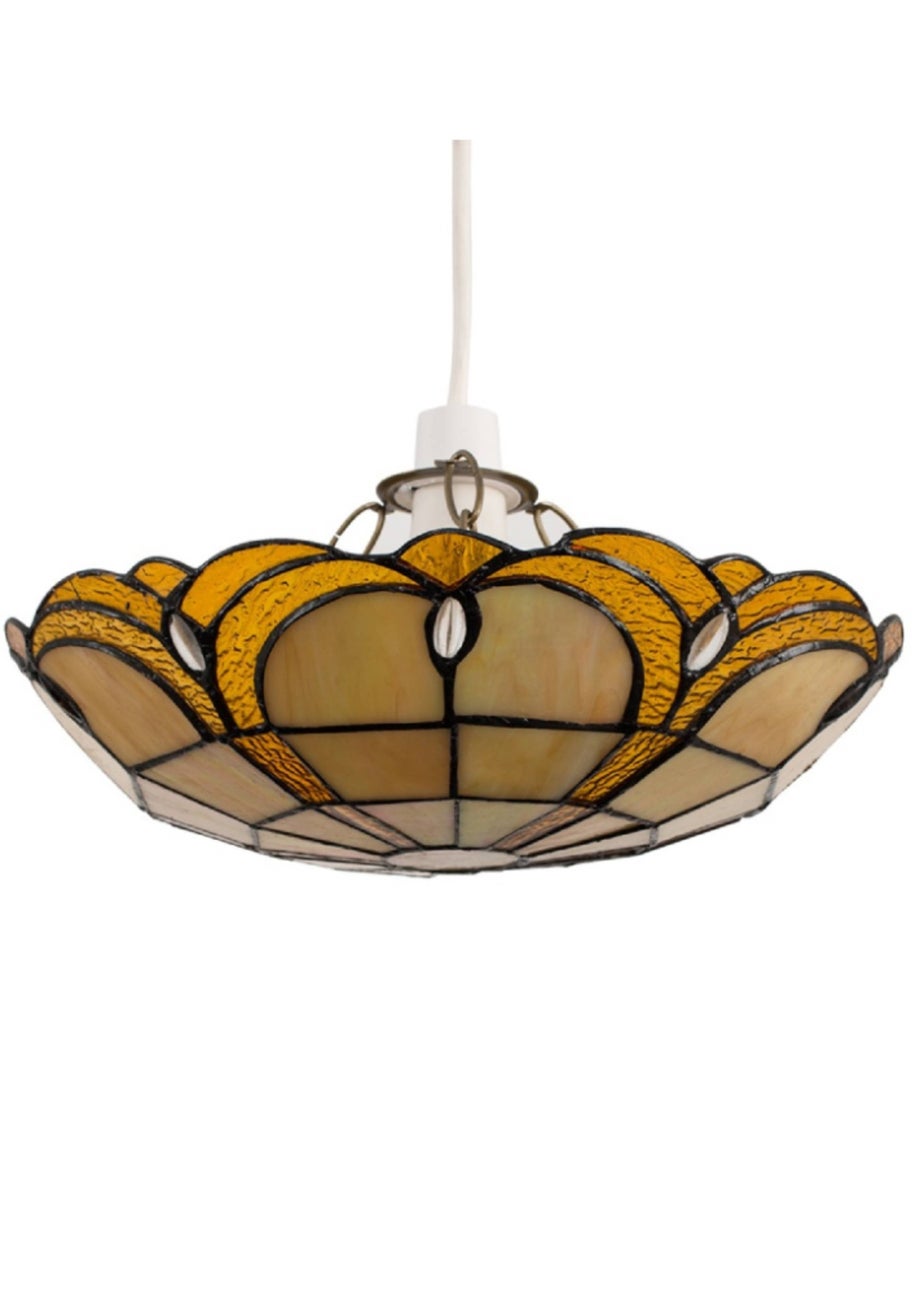 ValueLights Tiffany Amber Glass Uplighter Easy Fit Ceiling Lampshade