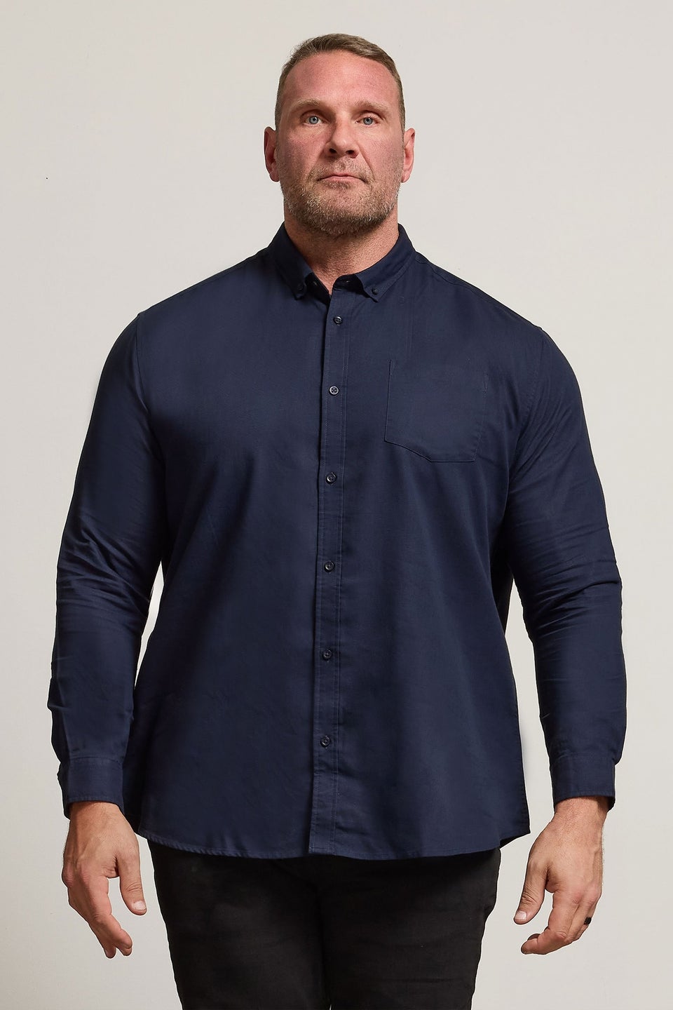 BadRhino Navy Blue Long Sleeve Oxford Shirt