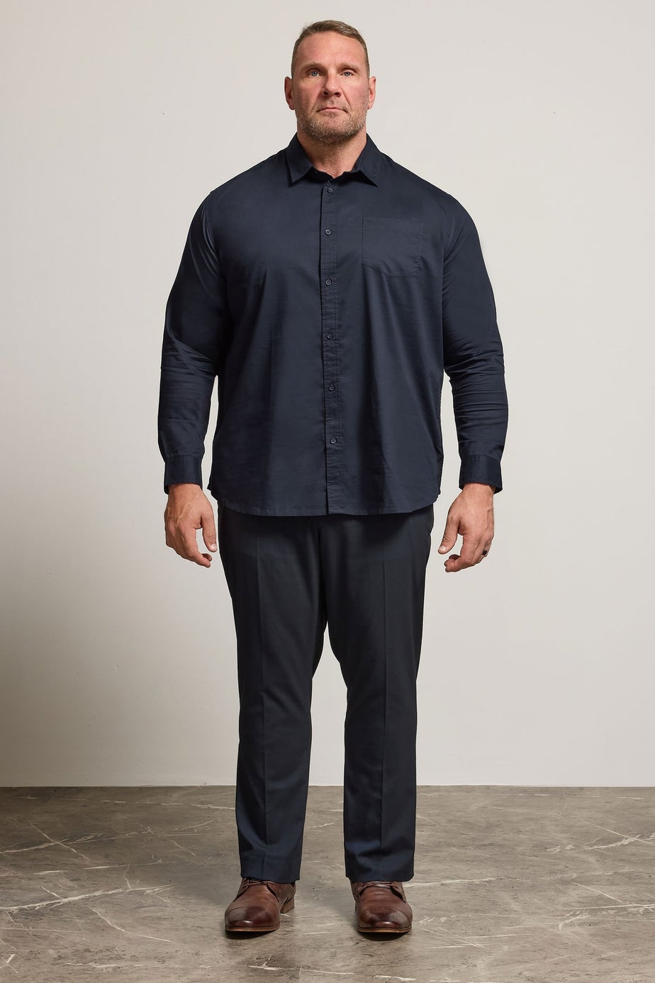 BadRhino Navy Blue Stretch Long Sleeve Shirt