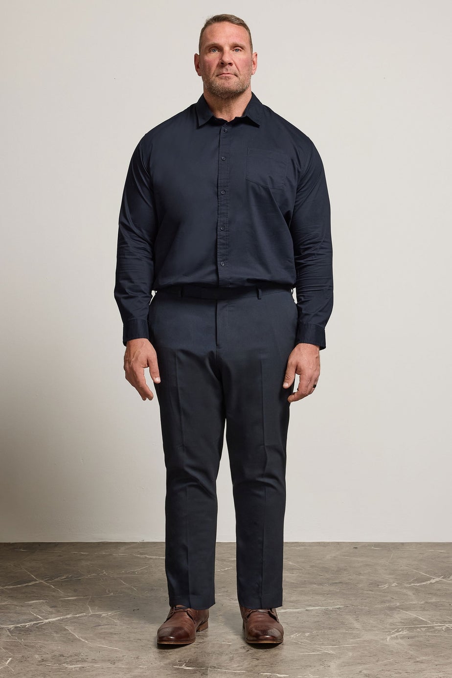 BadRhino Navy Blue Stretch Long Sleeve Shirt