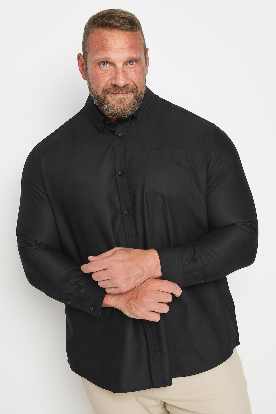 BadRhino Premium Black Long Sleeve Oxford Cotton Shirt