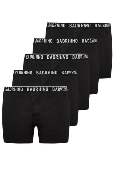 BadRhino 5 Pack Black Button Up Loose Fit Boxers
