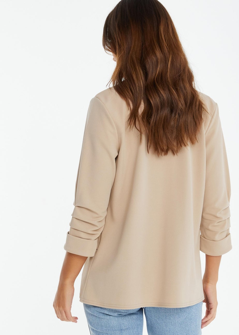 Quiz Stone Ruched Sleeve Blazer
