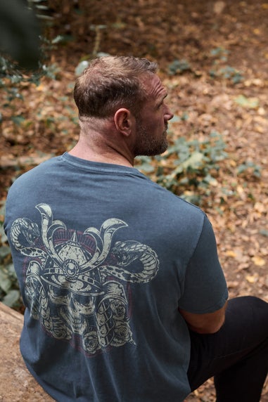 BadRhino Navy Blue Legendary Warriors Print T-Shirt