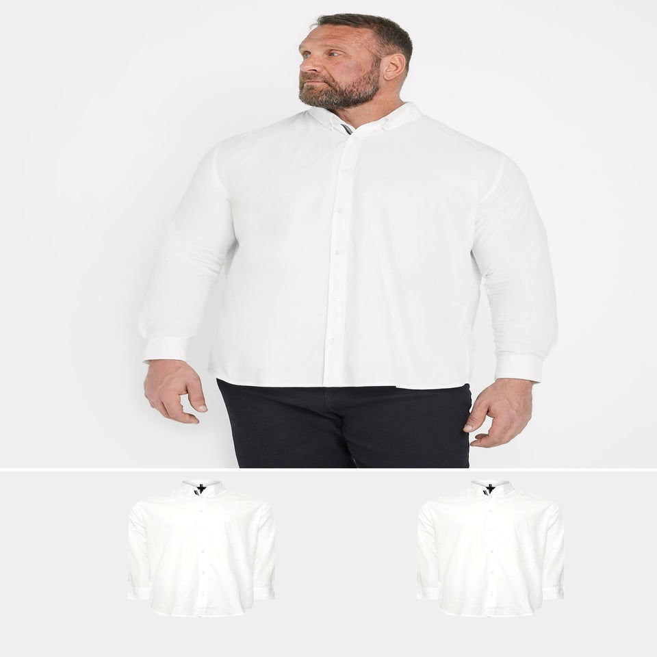 BadRhino 2 Pack White Long Sleeve Poplin Shirts