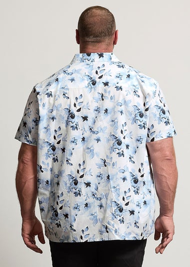 BadRhino White Flower Print Peached Revere Collar Shirt