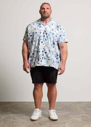 BadRhino White Flower Print Peached Revere Collar Shirt