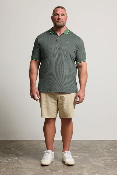 BadRhino Green Fine Stripe Tipped Polo Shirt