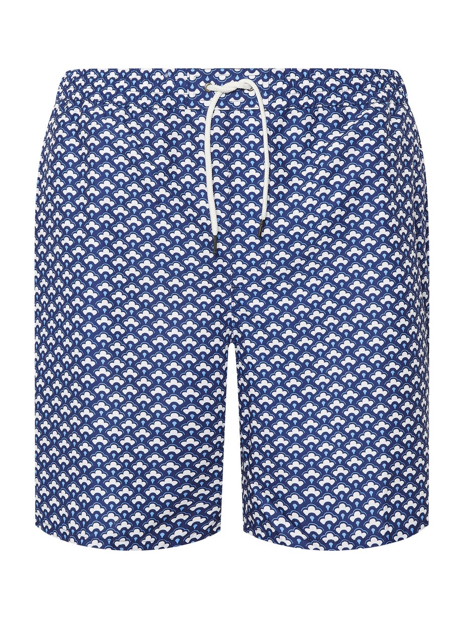 BadRhino Blue Geometric Print Swim Shorts