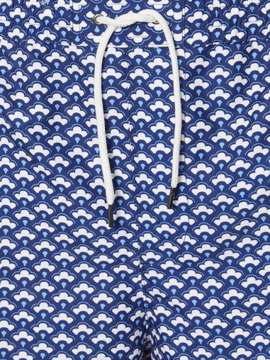 BadRhino Blue Geometric Print Swim Shorts