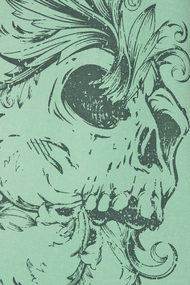 BadRhino Light Green Acid Wash Skull Print Vest