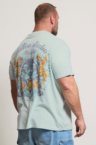 BadRhino Light Blue Acid Wash Tiger Graphic T-Shirt