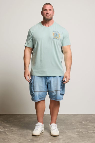 BadRhino Light Blue Acid Wash Tiger Graphic T-Shirt