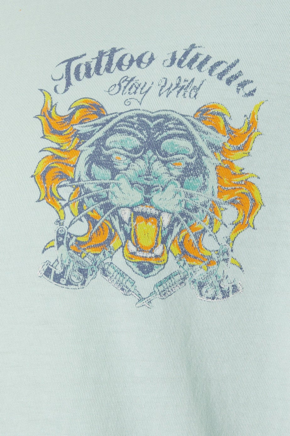 BadRhino Light Blue Acid Wash Tiger Graphic T-Shirt