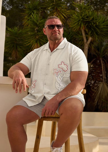 BadRhino Beige Brown Floral Embroidered Shirt