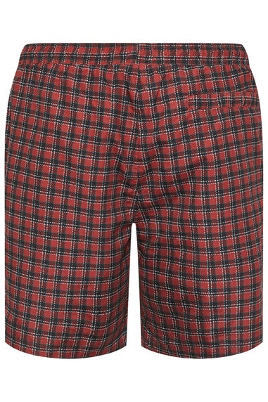 BadRhino Red & Black Tartan Swim Shorts