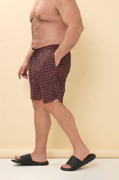 BadRhino Red & Black Tartan Swim Shorts
