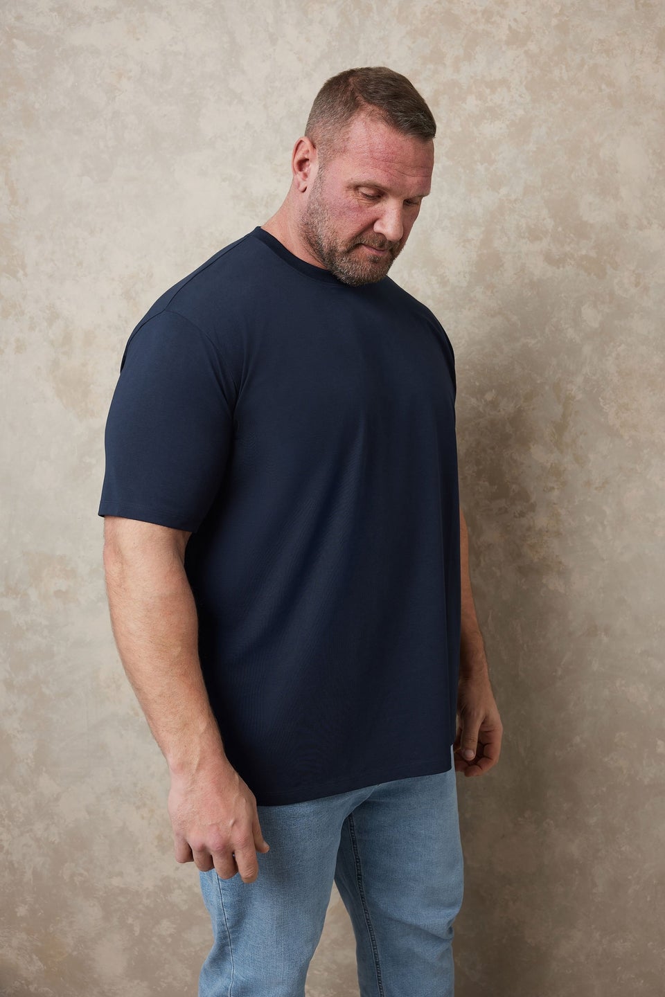 BadRhino Navy Blue Soft Touch Relaxed Fit T-Shirt