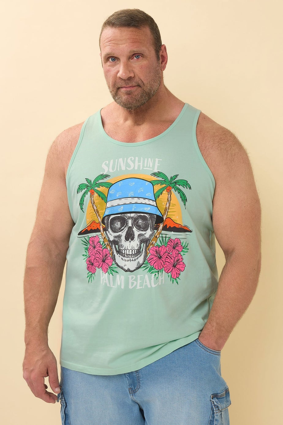 BadRhino Light Green Palm Beach Skull Vest