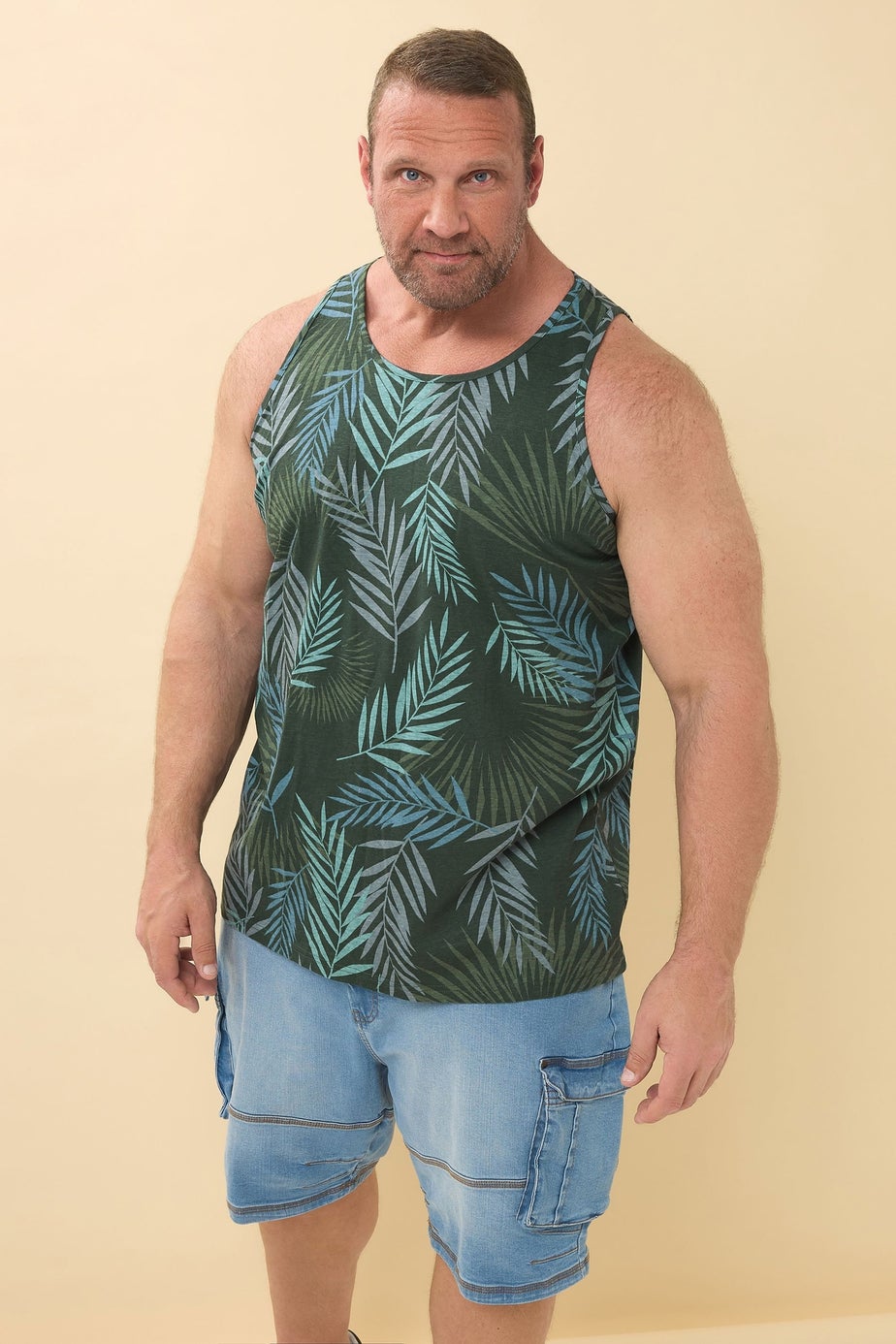 BadRhino Dark Green Leaf Print Vest