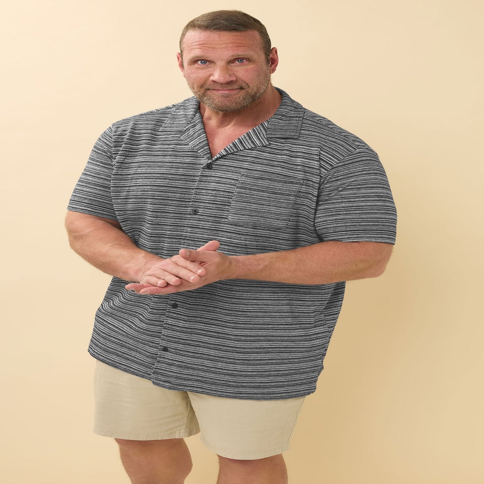 BadRhino Black Jacquard Stripe Jersey Revere Shirt