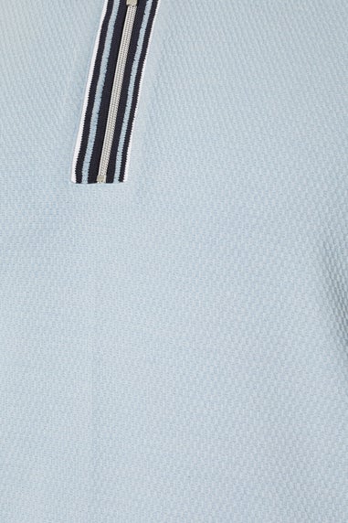 BadRhino Light Blue Seersucker Textured Zip Polo Shirt