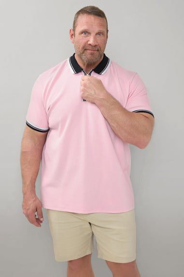 BadRhino Pink Seersucker Textured Zip Polo Shirt