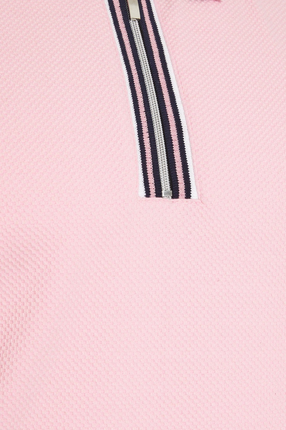 BadRhino Pink Seersucker Textured Zip Polo Shirt