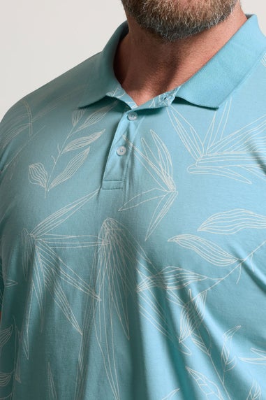 BadRhino Light Blue Leaf Print Polo Shirt
