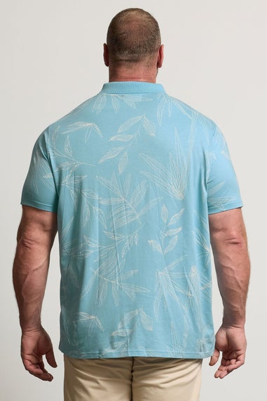 BadRhino Light Blue Leaf Print Polo Shirt