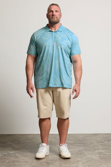 BadRhino Light Blue Leaf Print Polo Shirt