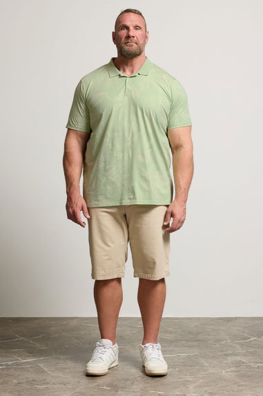 BadRhino Sage Green Leaf Print Polo Shirt